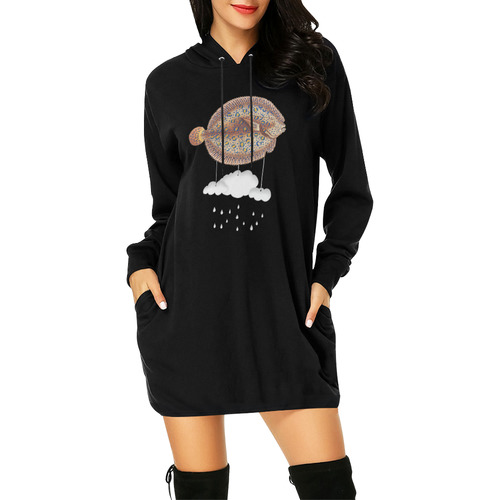 The Cloud Fish Surreal All Over Print Hoodie Mini Dress (Model H27)