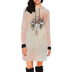 Wild Skull Boho All Over Print Hoodie Mini Dress (Model H27)