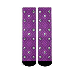 Funny little Skull pattern, purple by JamColors Mid-Calf Socks (Black Sole)