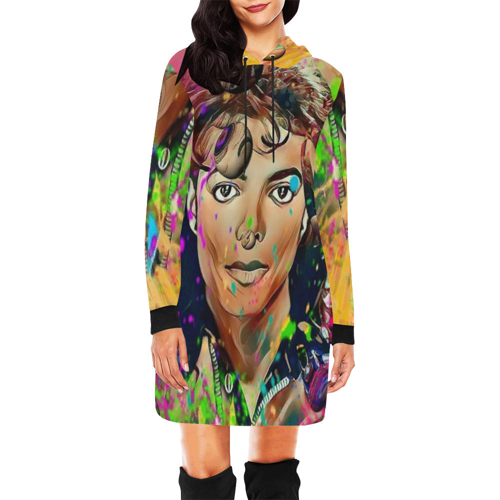 King Popart  by Nico Bielow All Over Print Hoodie Mini Dress (Model H27)