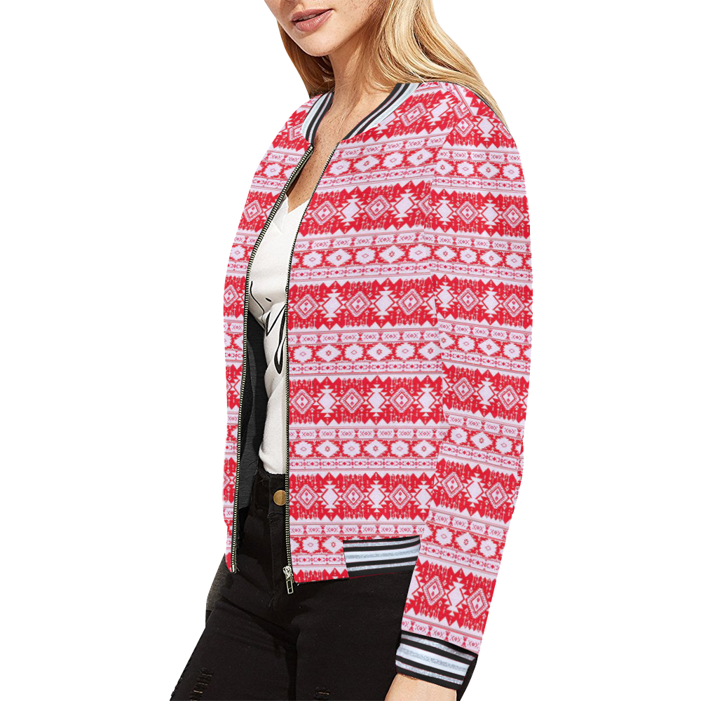 fancy tribal border pattern 17H by JamColors All Over Print Bomber Jacket for Women (Model H21)
