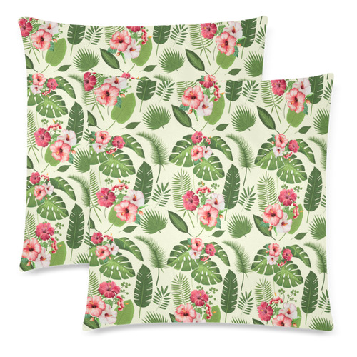 Tropical Custom Zippered Pillow Cases 18"x 18" (Twin Sides) (Set of 2)