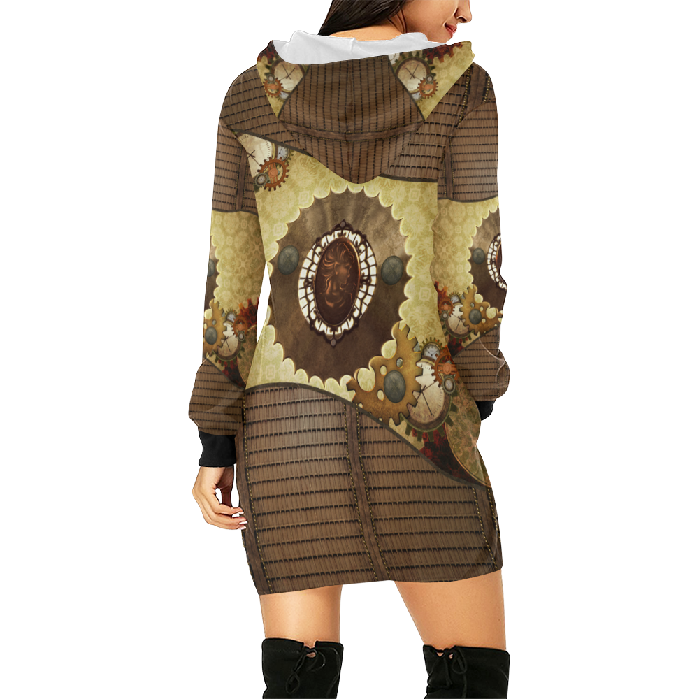 Steampunk, the noble design All Over Print Hoodie Mini Dress (Model H27)