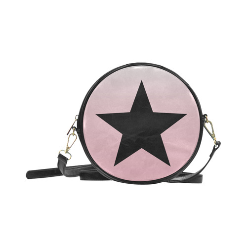 Black star on Pink VAS2 Round Sling Bag (Model 1647)