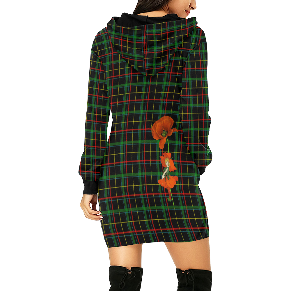 Poppy Elve On Tartan All Over Print Hoodie Mini Dress (Model H27)