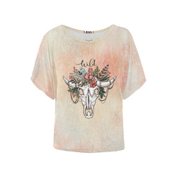 Wild Skull Boho Women's Batwing-Sleeved Blouse T shirt (Model T44)