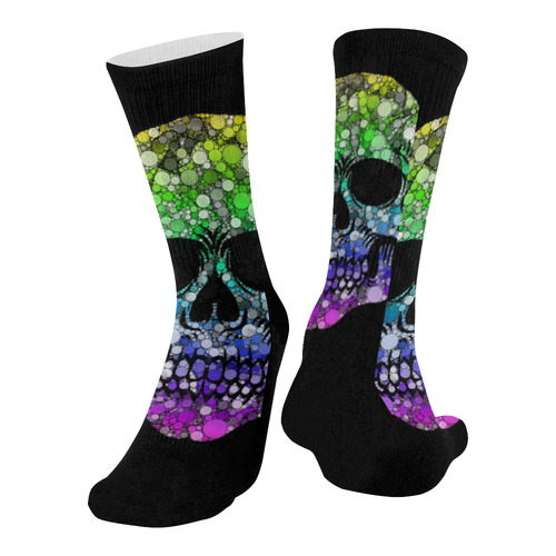 Awesome Bubble Skull E by JamColors Mid-Calf Socks (Black Sole)