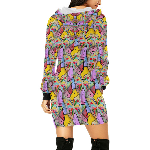 Butterfly of Dream by Nico Bielow All Over Print Hoodie Mini Dress (Model H27)