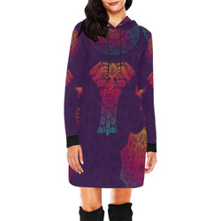 Colorful Elephant Mandala All Over Print Hoodie Mini Dress (Model H27)