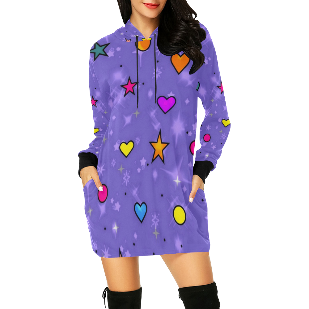 Love Popart  by Nico Bielow All Over Print Hoodie Mini Dress (Model H27)