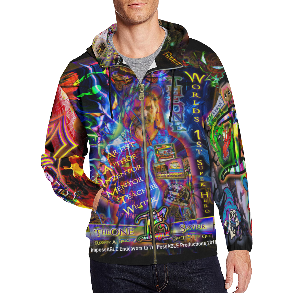 The Official TheONE Savior - Trading Card Jacket by TheONE Savior @ ImpossABLE Endeavors All Over Print Full Zip Hoodie for Men (Model H14)