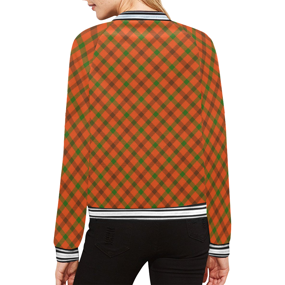 Tami plaid in orange, brown and green All Over Print Bomber Jacket for Women (Model H21)