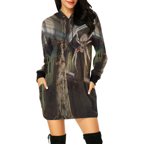 Damsell In Distress All Over Print Hoodie Mini Dress (Model H27)