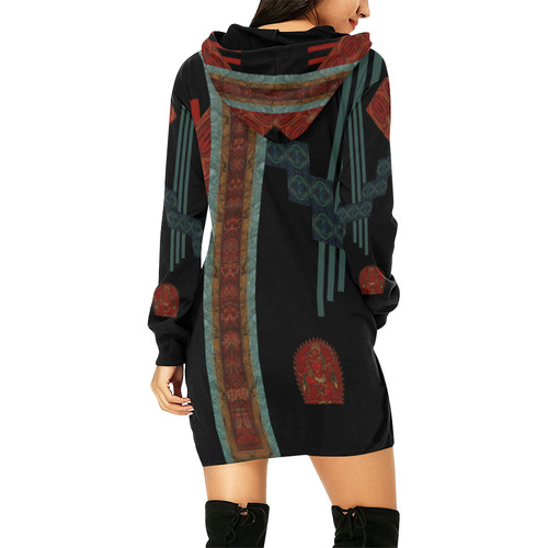 Kurukulla by Vaatekaappi All Over Print Hoodie Mini Dress (Model H27)