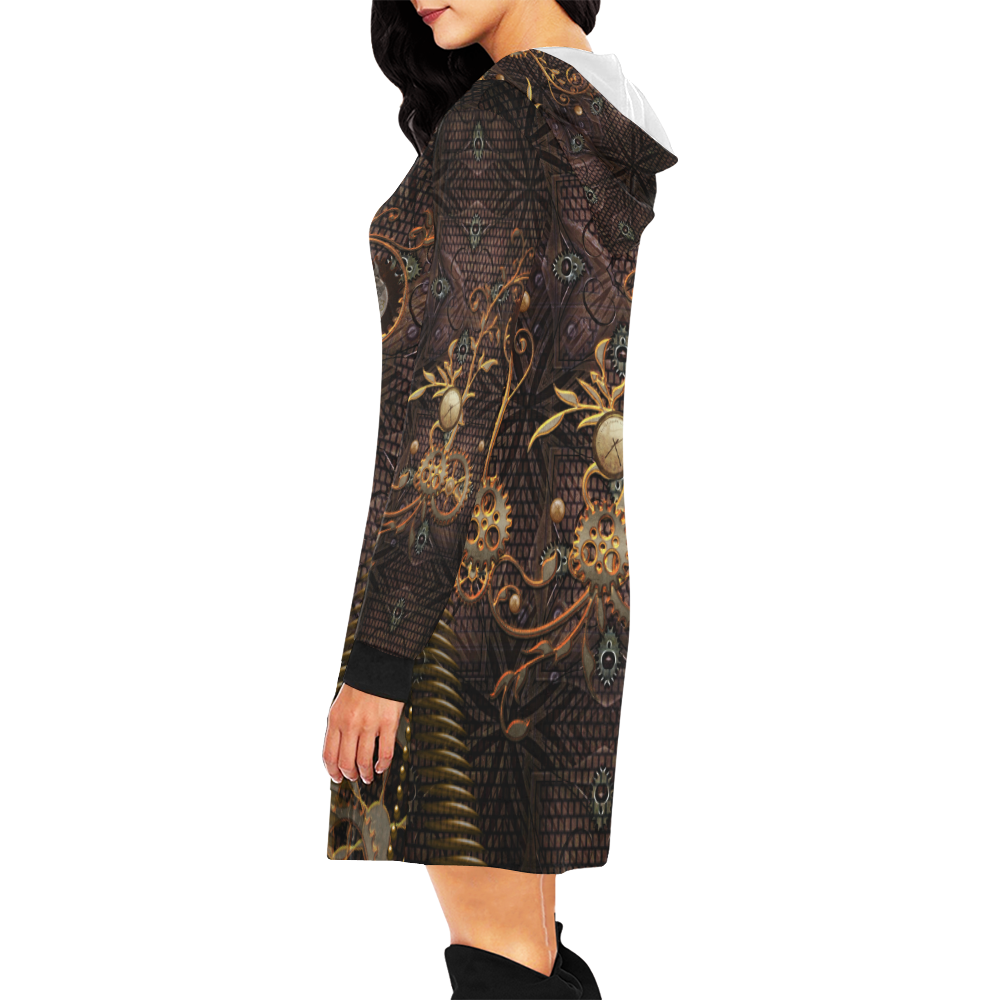 Steampunk, gallant design All Over Print Hoodie Mini Dress (Model H27)