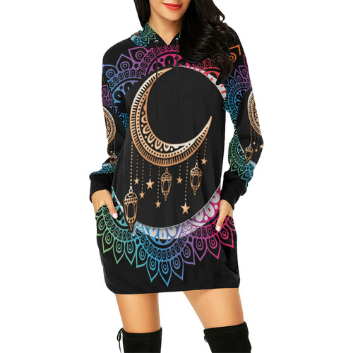 Arabian Night Mandala All Over Print Hoodie Mini Dress (Model H27)
