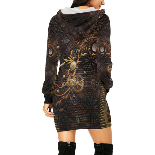 Steampunk, gallant design All Over Print Hoodie Mini Dress (Model H27)