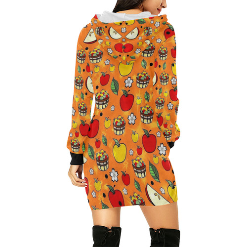 Apple Popart  by Nico Bielow All Over Print Hoodie Mini Dress (Model H27)