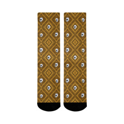 Funny little Skull pattern, golden by JamColors Mid-Calf Socks (Black Sole)