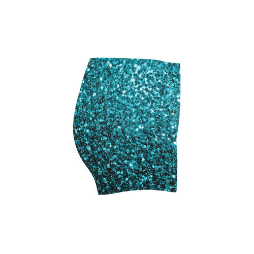 Beautiful Aqua blue glitter sparkles Briseis Skinny Shorts (Model L04)