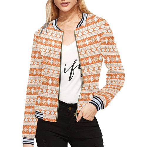 fancy tribal border pattern 17I by JamColors All Over Print Bomber Jacket for Women (Model H21)
