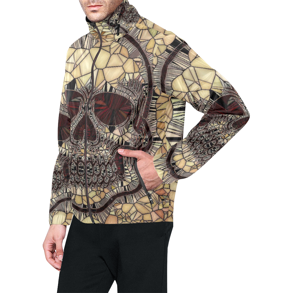 Glass Mosaic Skull,beige by JamColors Unisex All Over Print Windbreaker (Model H23)