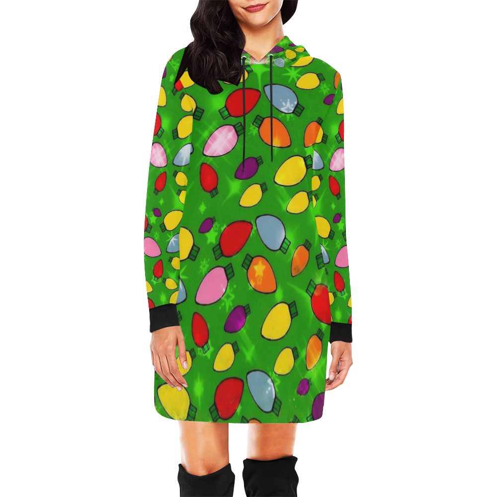 Christmas Bulb Popart  by Nico Bielow All Over Print Hoodie Mini Dress (Model H27)