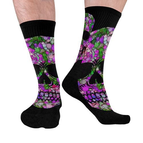 Awesome Bubble Skull B by JamColors Mid-Calf Socks (Black Sole)