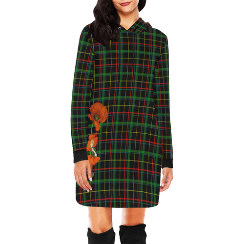 Poppy Elve On Tartan All Over Print Hoodie Mini Dress (Model H27)