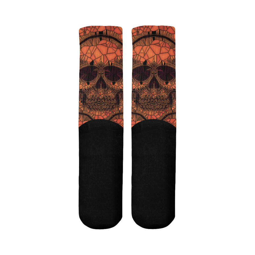 Glass Mosaic Skull,red by JamColors Mid-Calf Socks (Black Sole)