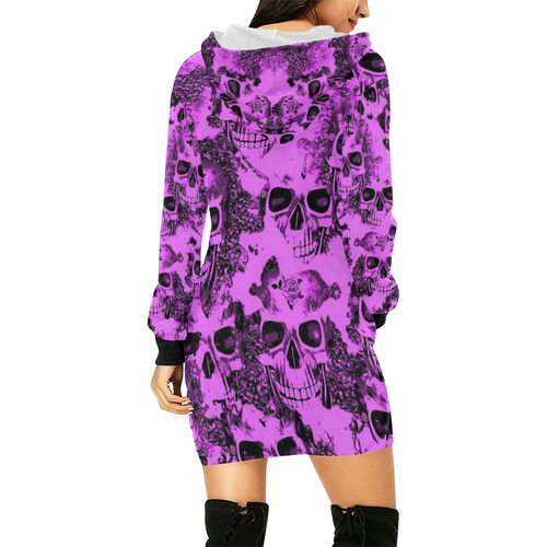 cloudy Skulls pink by JamColors All Over Print Hoodie Mini Dress (Model H27)