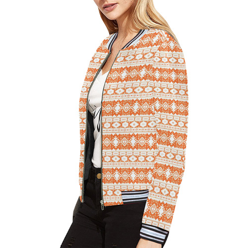 fancy tribal border pattern 17I by JamColors All Over Print Bomber Jacket for Women (Model H21)