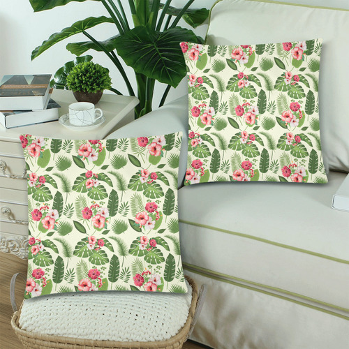 Tropical Custom Zippered Pillow Cases 18"x 18" (Twin Sides) (Set of 2)