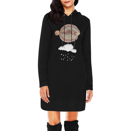 The Cloud Fish Surreal All Over Print Hoodie Mini Dress (Model H27)