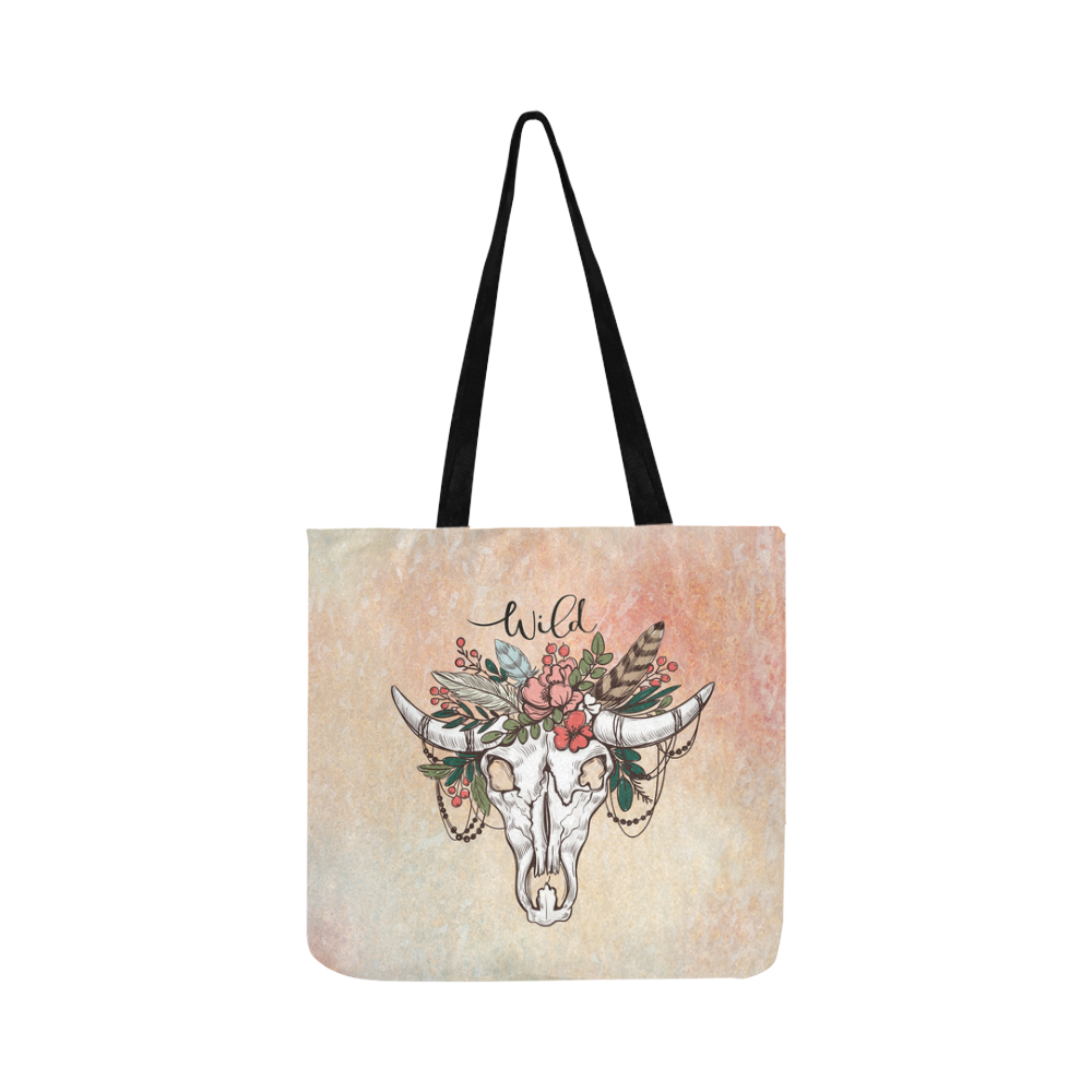Wild Skull Boho Reusable Shopping Bag Model 1660 (Two sides)