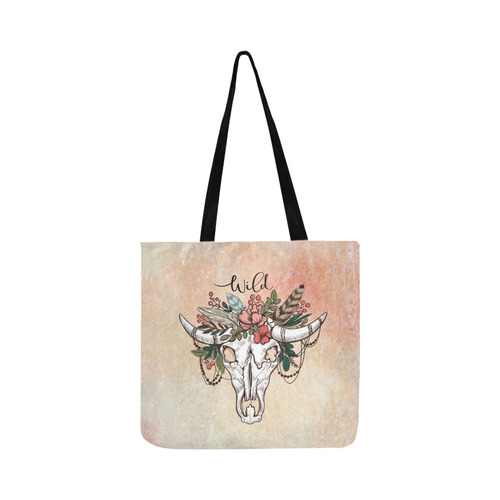Wild Skull Boho Reusable Shopping Bag Model 1660 (Two sides)