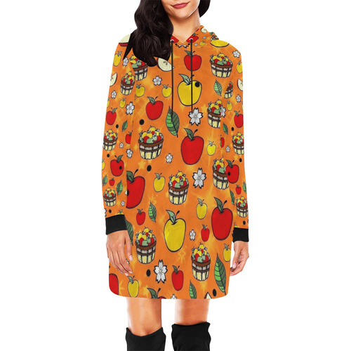Apple Popart  by Nico Bielow All Over Print Hoodie Mini Dress (Model H27)