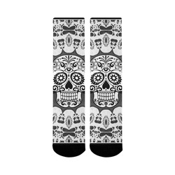 funny Mandala Skull by JamColors Mid-Calf Socks (Black Sole)