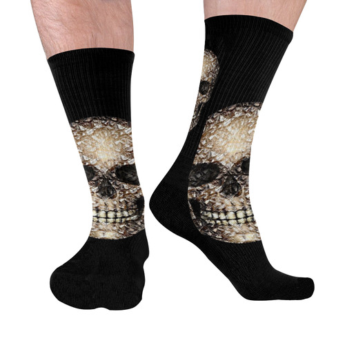 Skull-Unusual and unique 01 by JamColors Mid-Calf Socks (Black Sole)