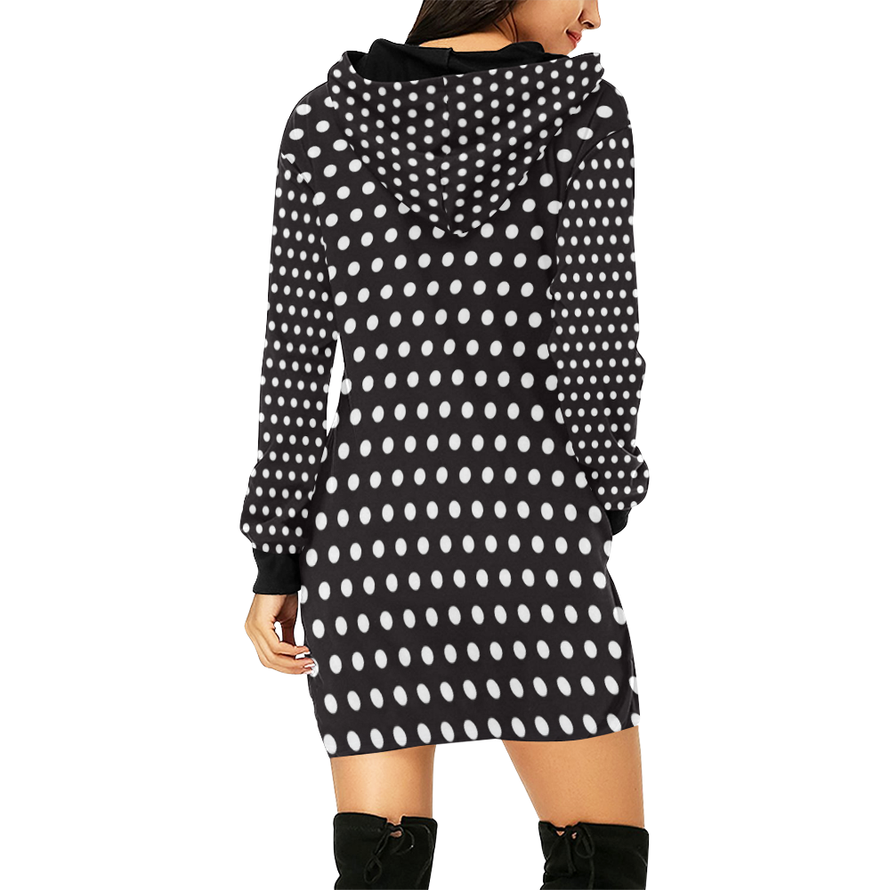 Just Dots All Over Print Hoodie Mini Dress (Model H27)