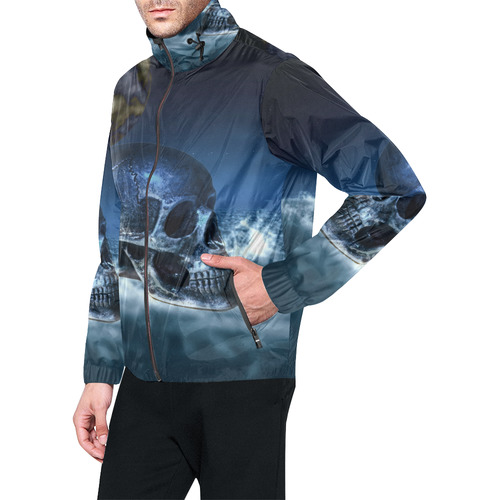 Skull and Moon Unisex All Over Print Windbreaker (Model H23)