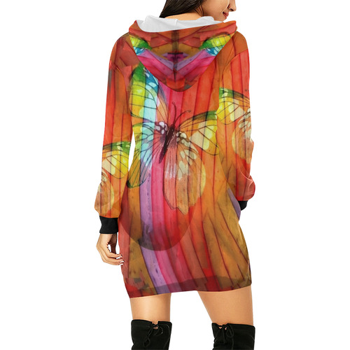 Butterfly by Nico Bielow All Over Print Hoodie Mini Dress (Model H27)