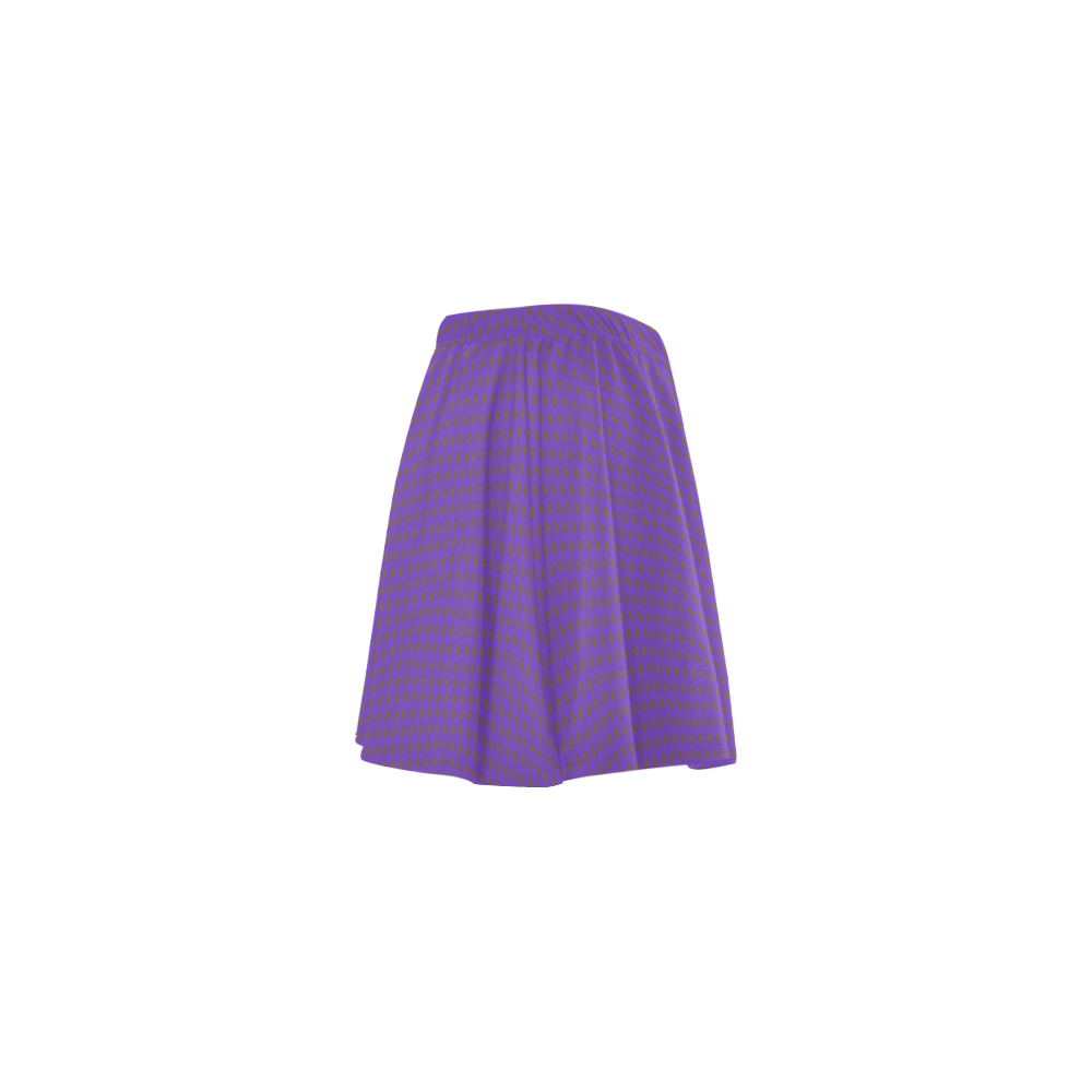 Cocoa Polka Dots on Ultra Violet VAS2 Mini Skating Skirt (Model D36)