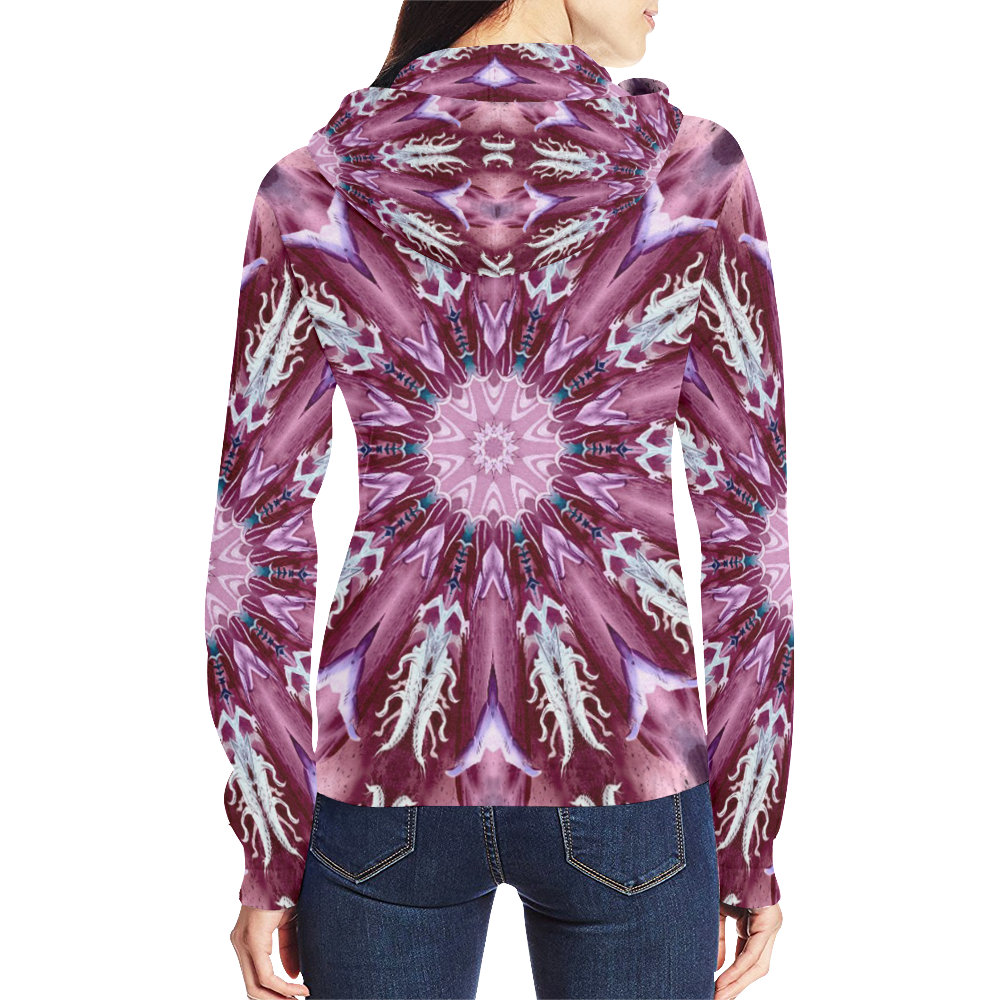 Darkstar Dark Roach Flower All Over Print Full Zip Hoodie for Women (Model H14)