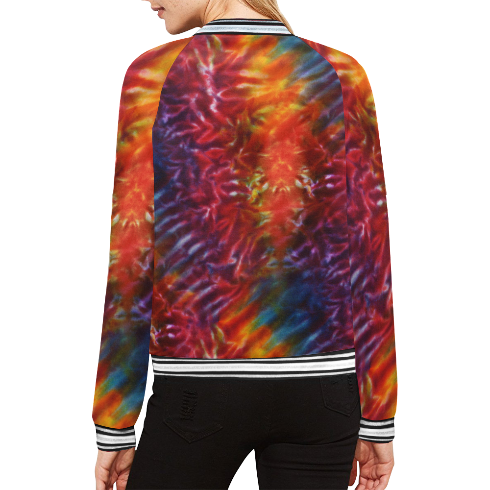 Vibrant Hippy Tye Dye All Over Print Bomber Jacket for Women (Model H21)