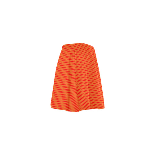 Bright Red Polka Dots on Orange VAS2 Mini Skating Skirt (Model D36)