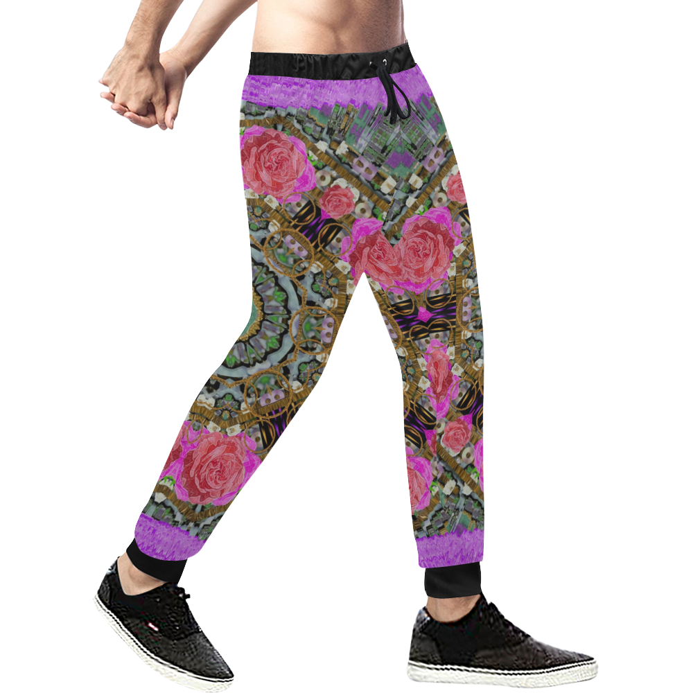 roses in a color cascade of freedom and peace Men's All Over Print Sweatpants (Model L11)