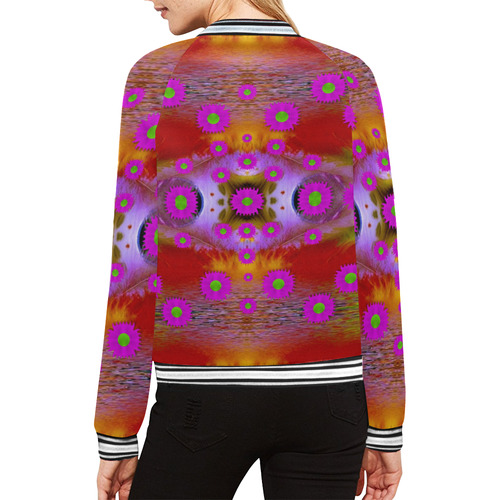 Shimmering pond with lotus bloom All Over Print Bomber Jacket for Women (Model H21)