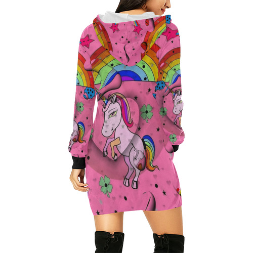 Unicorn by Nico Bielow All Over Print Hoodie Mini Dress (Model H27)