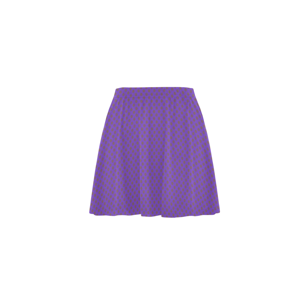 Cocoa Polka Dots on Ultra Violet VAS2 Mini Skating Skirt (Model D36)